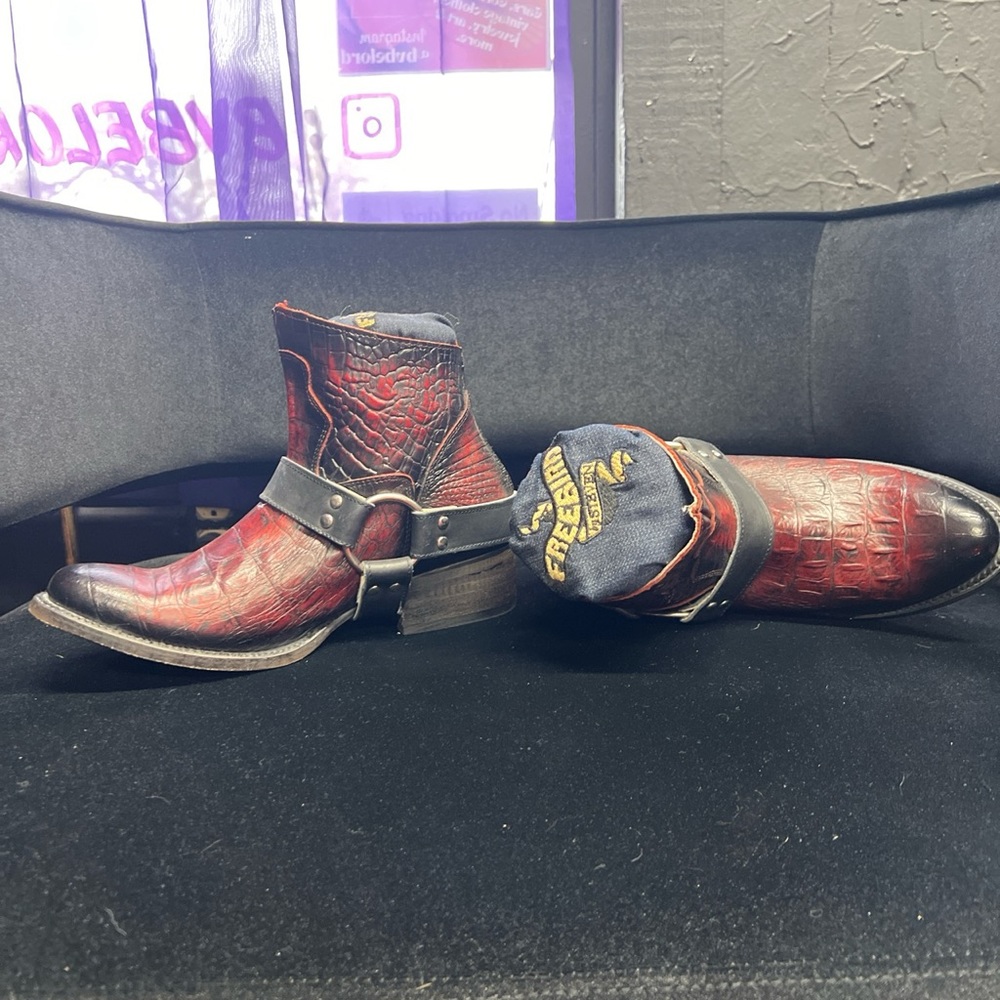 Freebird Red Crocodile booties! Never worn!
